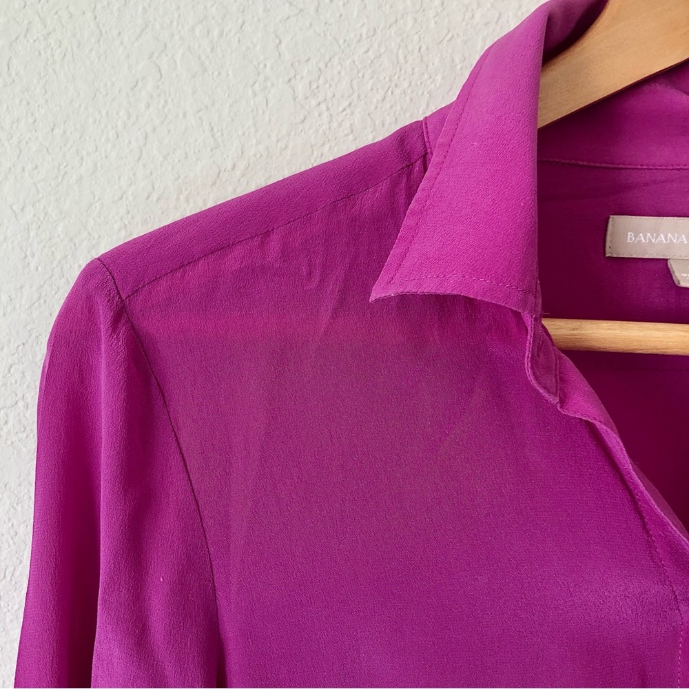 BANANA REPUBLIC 100% Silk Fuchsia Sheer Blouse - Women's S/2 - Picture 5 of 8